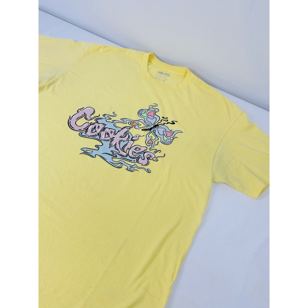 Cookies Clothing Brand Mens T-Shirt Size XL Yellow Butterfly Graphic Tee